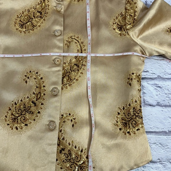 ANAGE Gold Embellished Jacket. Vintage Dry Clean Only Size Small Pre-Owned - Picture 6 of 15